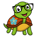 Retail | National Mobility Sales Akamai Mobility turtle mascot with hibiscus flower on shell