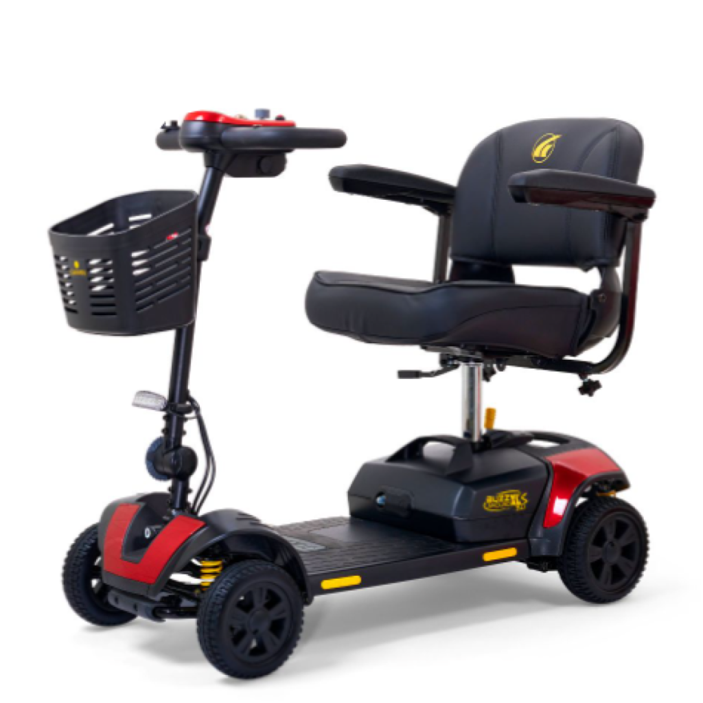 Golden Buzzaround XLS 4-wheel lightweight scooter with suspension, designed for smooth rides around Maui resorts.
